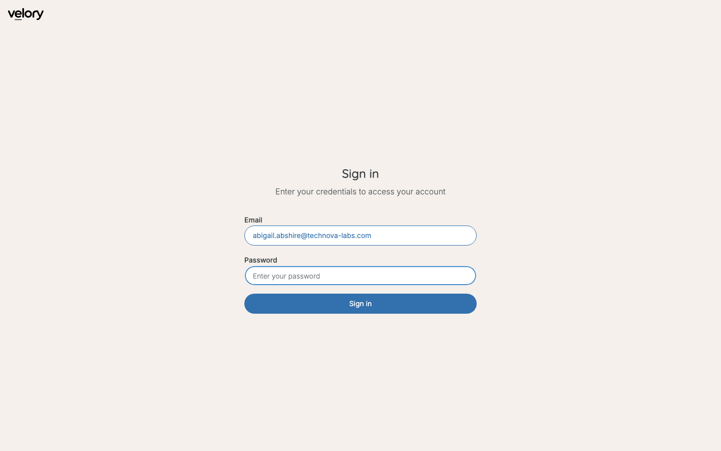 The sign-in page, asking for a password.